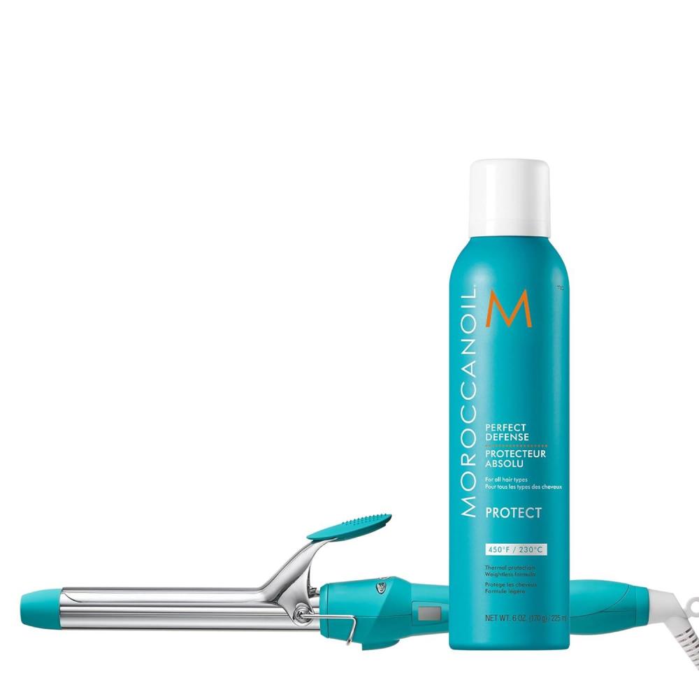 Moroccanoil Everlasting Curl Titanium Curling Iron & Perfect Defense Bundle