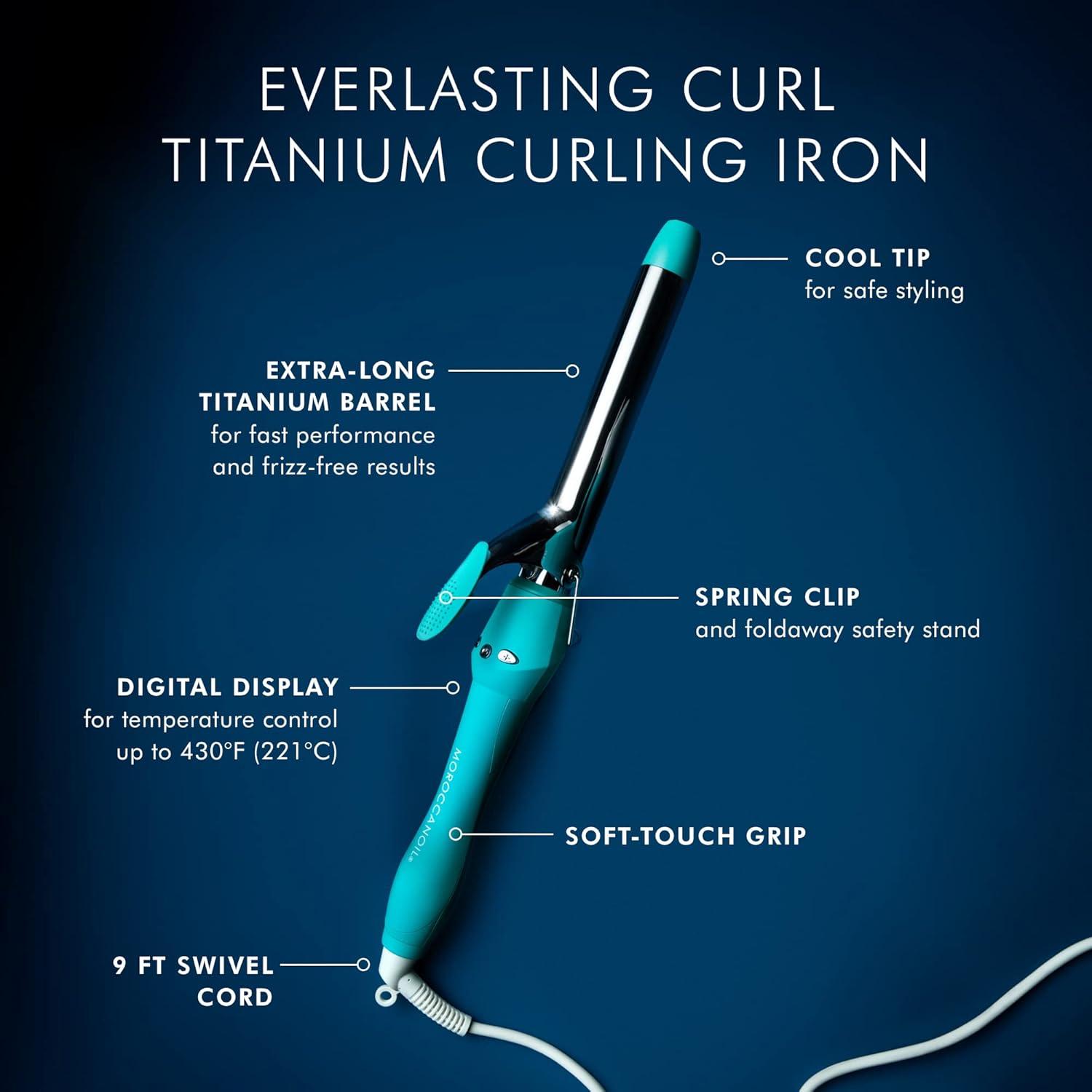 Moroccanoil Everlasting Curl Titanium Curling Iron & Perfect Defense Bundle