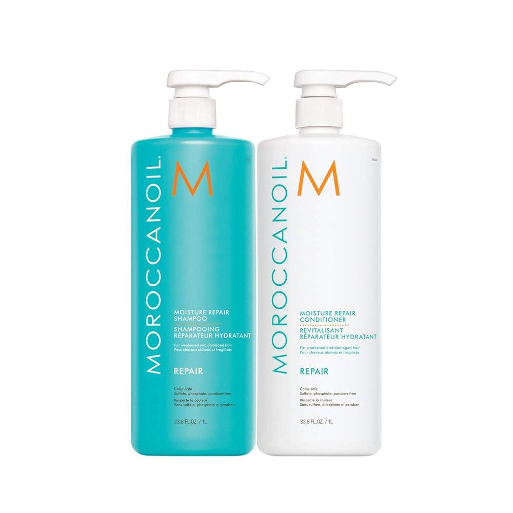 Moroccanoil Moisture Repair Shampoo and Conditioner Bundle(33.8 Fl Oz)